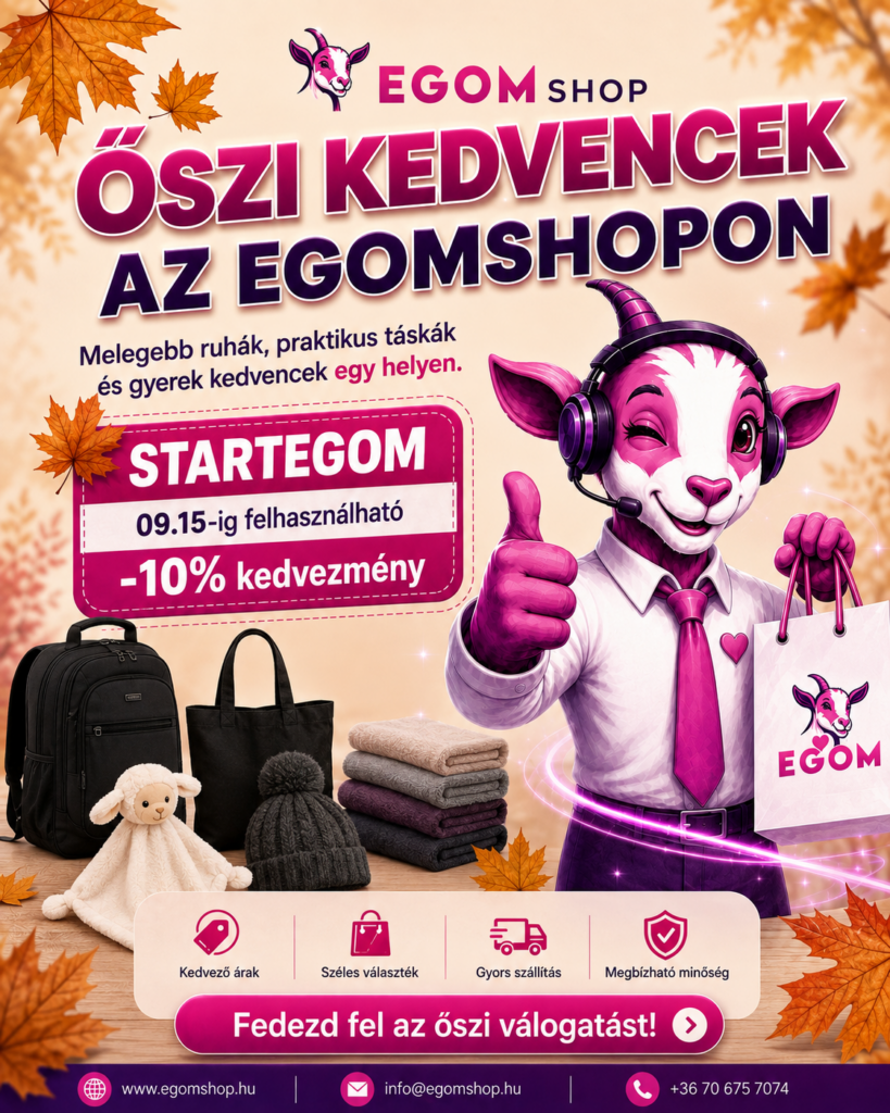 Őszi EgomShop válogatás melegebb ruhákkal, táskákkal és gyerektermékekkel – STARTEGOM 10% kedvezmény
